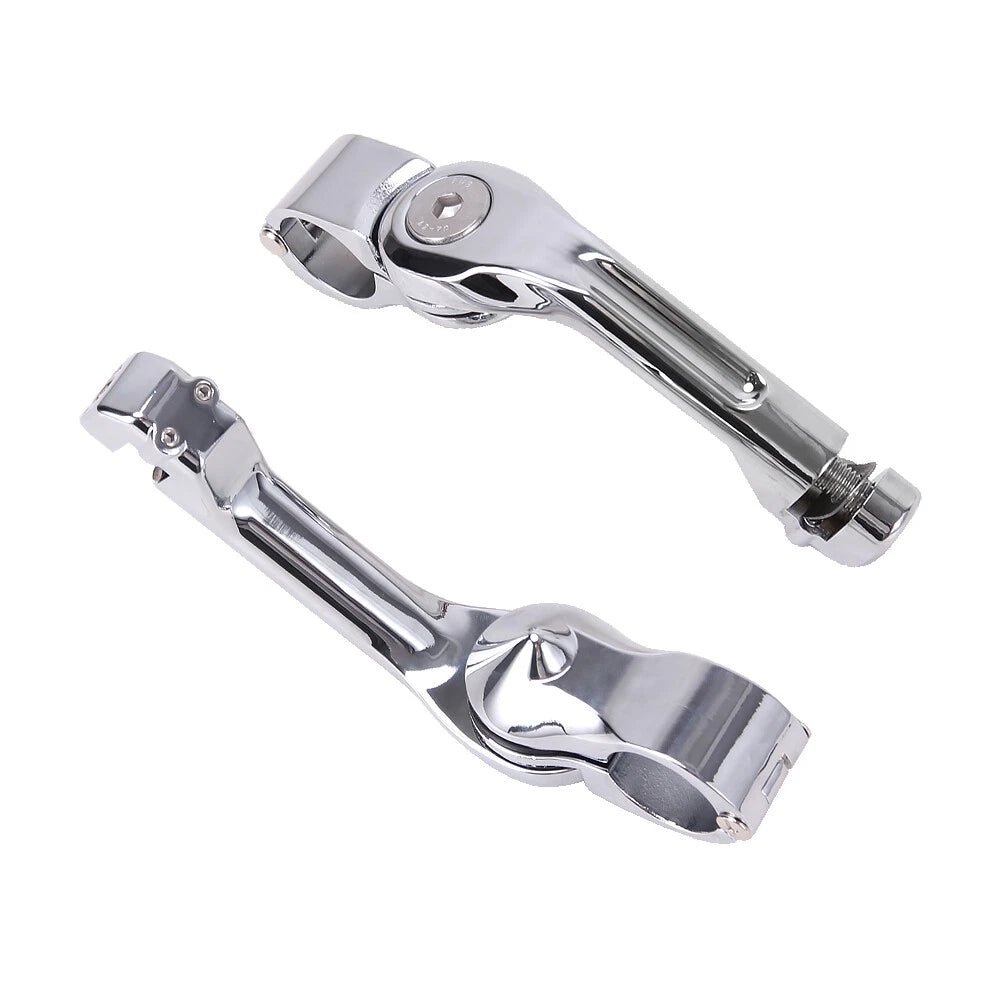 Chrome Long Foot Pegs Mounts Clamps For Harley 1 1/4" Highway Engine Guard Bars
