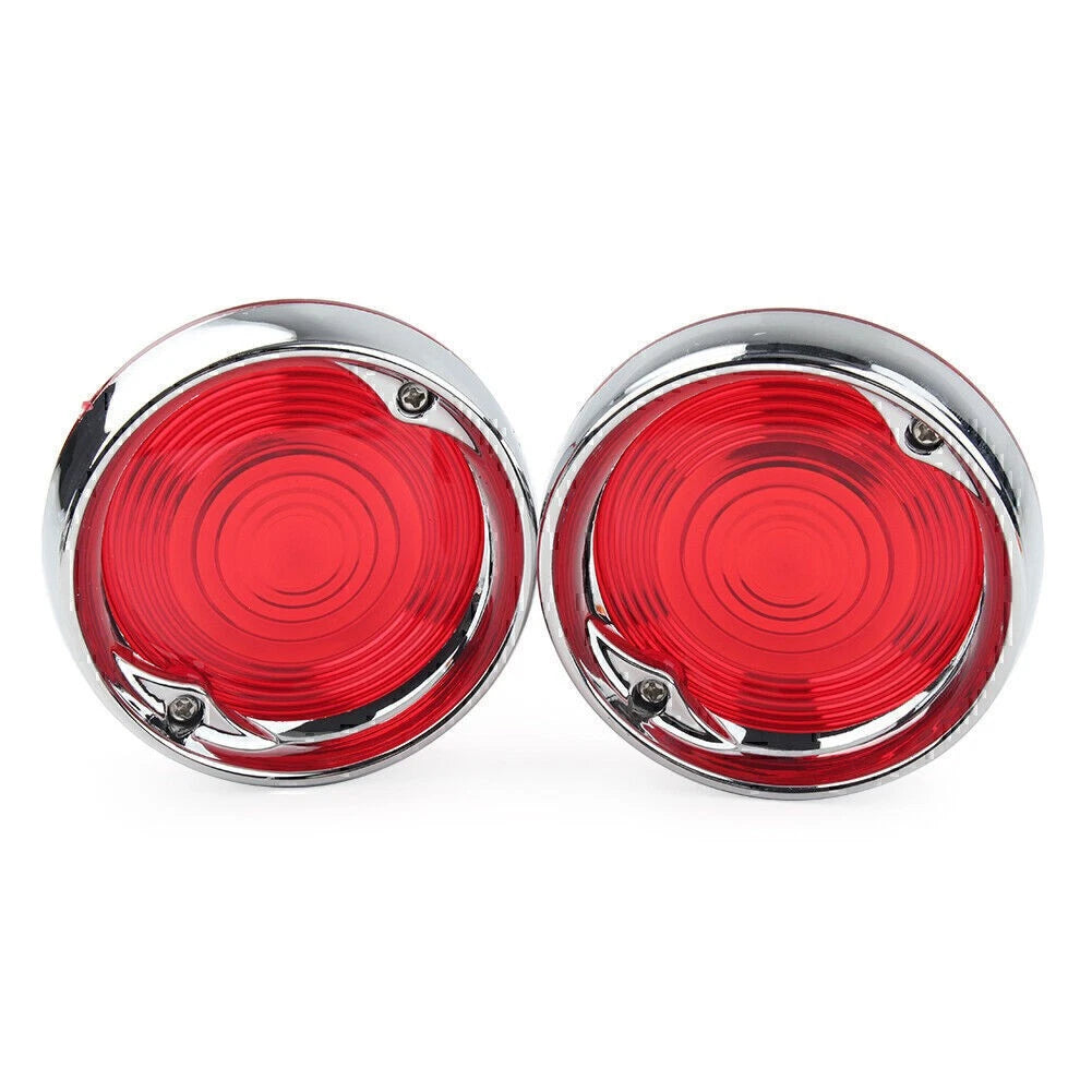 3-1/4" Turn Signal Bezels Red Lens Cover&Trim Rings For Harley Touring Road King