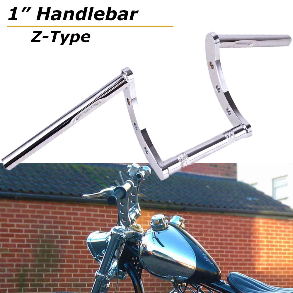Motorcycle Chrome 1" Z Bars Drag Pullback Handlebar For Harley Chopper Bobber US