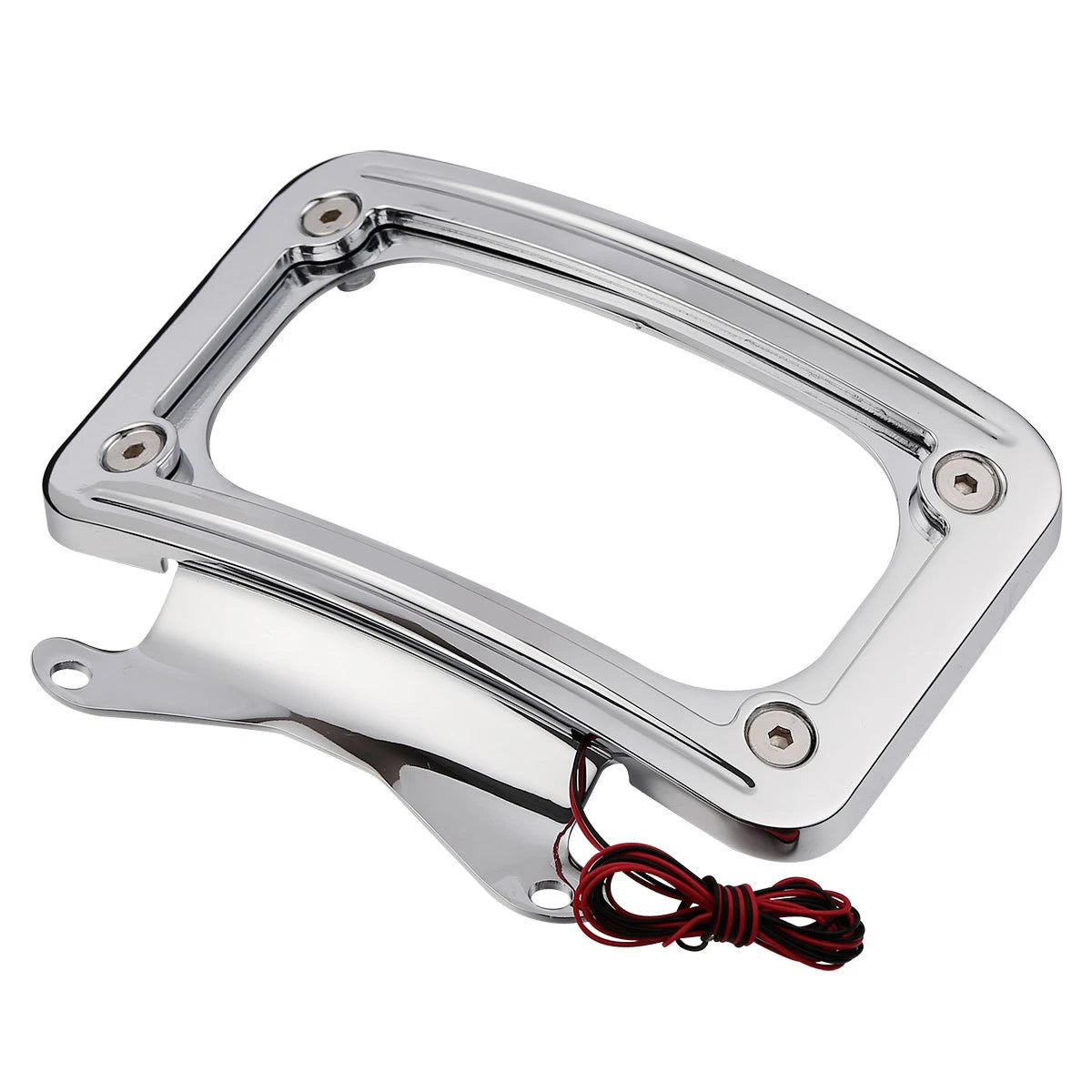 Curved Laydown License Plate Mount Frame Light Fit For Harley Street Road Glide