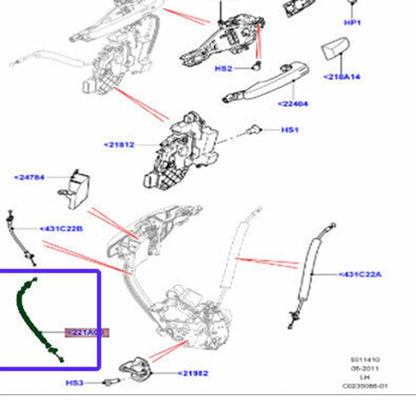 Outside Front Door Release Cable For Land Rover Range Rover Evoque 2012-2016