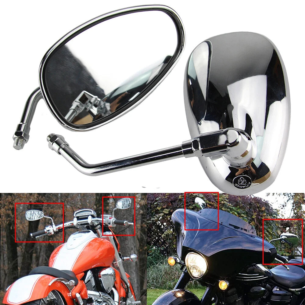 Chrome Motorcycle Mirrors For Honda Shadow Spirit 750 1100 VTX1300 VTX1800 10MM