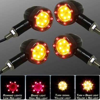 4pc Motorcycle LED Bullet Brake Blinker Turn Signal Tail Light For Bobber Racer