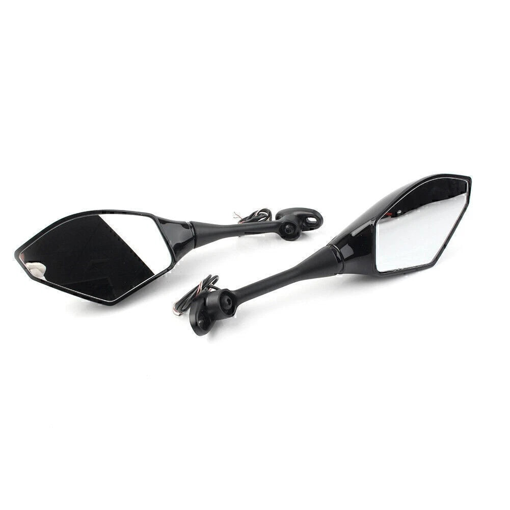 Pair Amber LED Turn Signal Rearview Side Mirror For Honda CBR600RR CBR1000RR