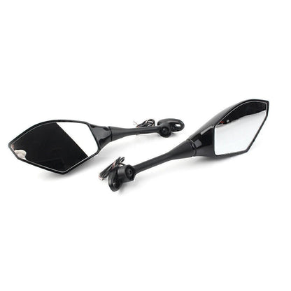 Pair Amber LED Turn Signal Rearview Side Mirror For Honda CBR600RR CBR1000RR