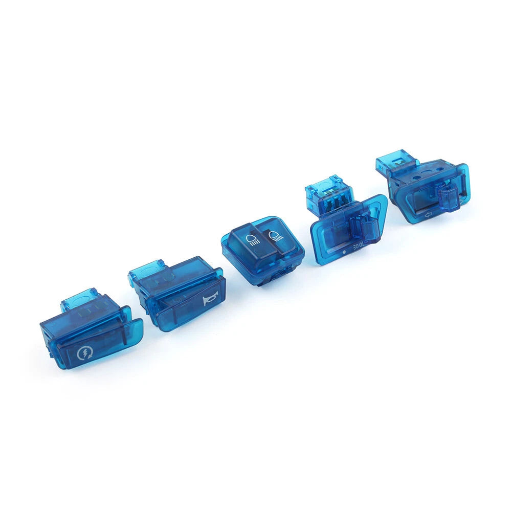 5Pcs Turn Signal Headlight Ignition Horn Switch Caps for GY6 50 125 150cc Blue