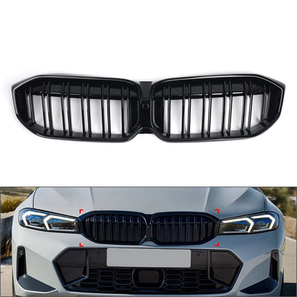 Glossy Black Front Bumper Kidney Grille For BMW 3 Series G20 G21 G28 2023-2024
