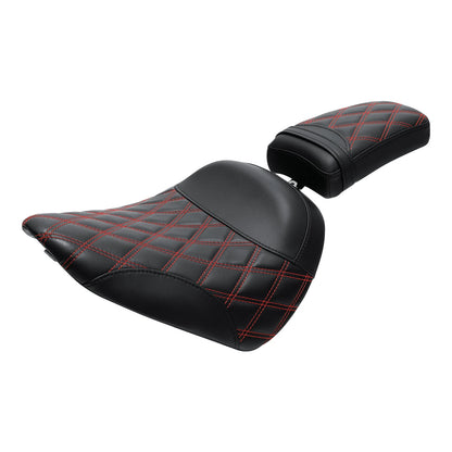 Rider Passenger Seat Fit For Harley Softail Street Bob Standard 18-Up Black Red