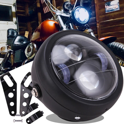 6.5'' Motorcycle Universal LED Headlight & Bracket For Harley Chopper Cafe Racer