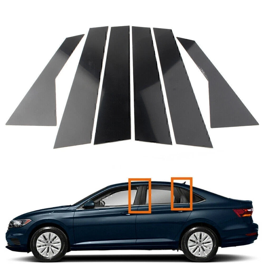 Door Trim Pillar Posts Cover Glossy Black FIT FOR VW Jetta 2019-2021 (6 Pcs/Set)