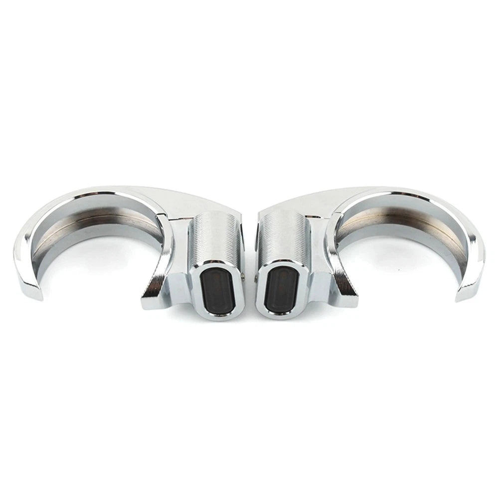 Front Turn Signal Light For Harley 39-41mm Front Fork Chrome Housing Smoke Lens