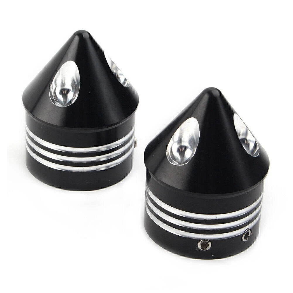 2Pcs Black Front Axle Cap Nut Cover For Harley Electra Glide Sportster FLHX