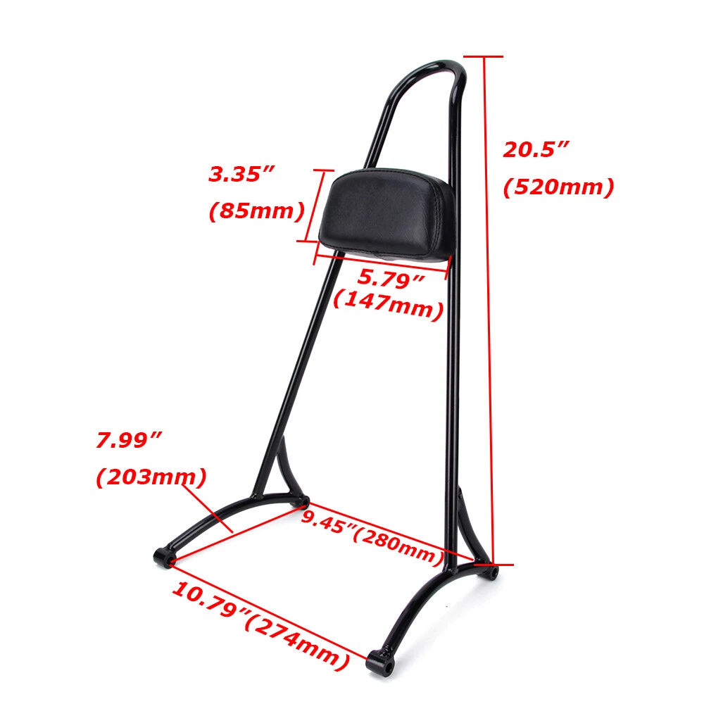 Tall Sissy Bar Passenger Backrest Pad For Harley Sportster 1200 883 48 72 04-21
