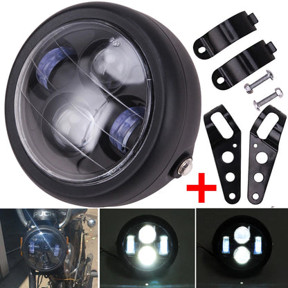 6.5'' Universal Motorcycle LED Headlight W/ Bracket For Harley Bobber Cafe Racer