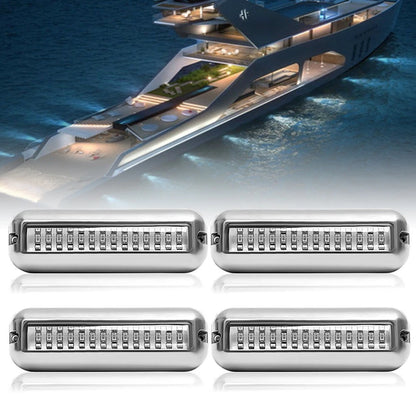 4Pcs White 42 LED Underwater Boat Marine Transom Lights Stainless Steel Pontoon