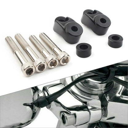 Chrome Front Turn Signal Mount Bracket Relocation Kit for Harley Dyna 39 49mm US
