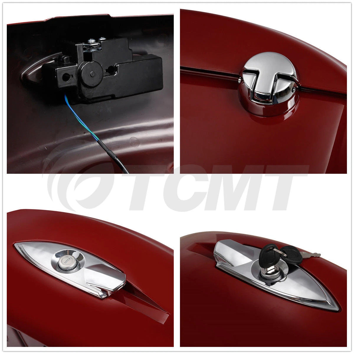 Red Hard Saddle Bag Electronic Latch For Indian Chieftain 14-18 Roadmaster 15-25