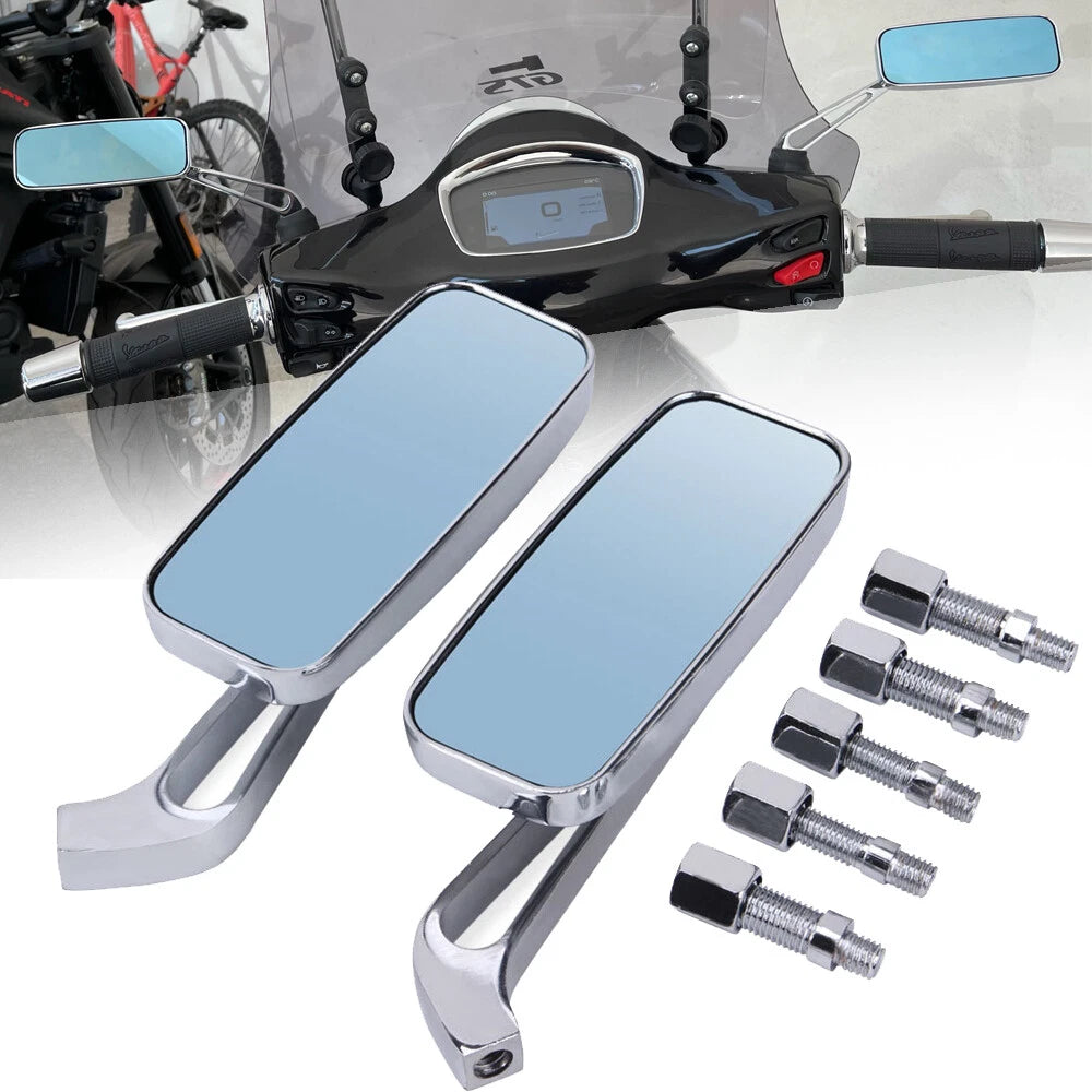 Chrome Rectangle Motorcycle Rear View Mirrors For Harley Honda Yamaha Universal