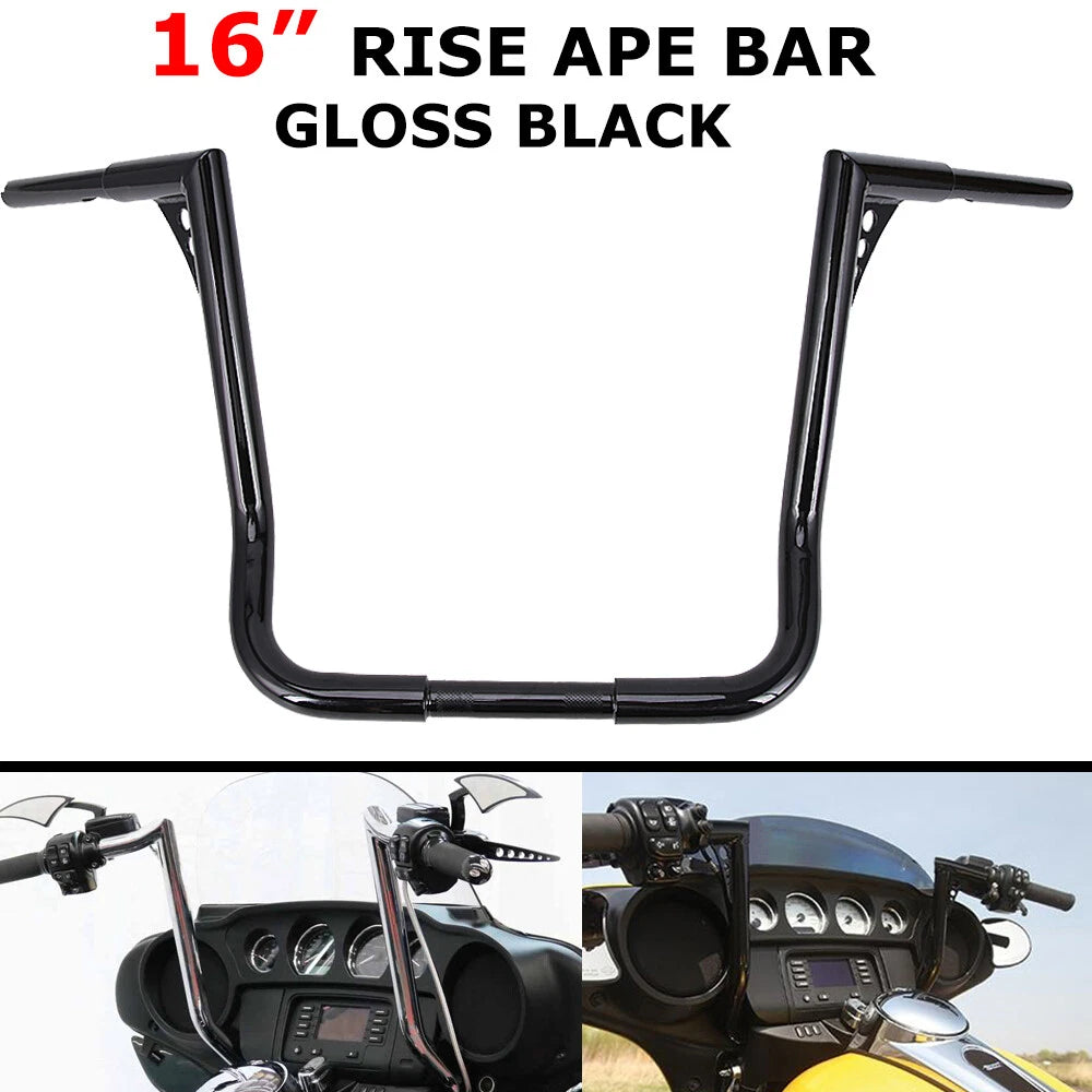 16" Rise 1-1/4" Ape Hanger HandleBar Fit For Harley Dressers Baggers Touring US