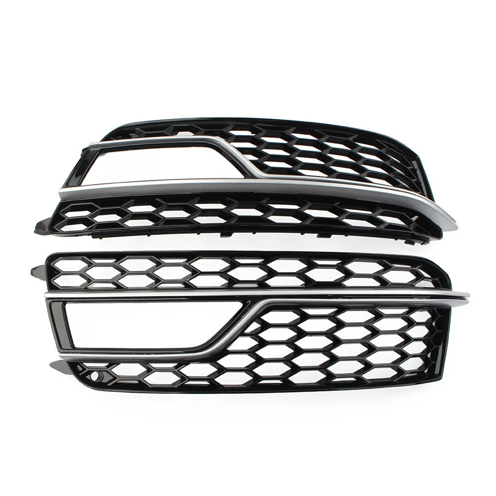 1 Pair Front Bumper Mesh Fog Light Grille Cover For Audi A5 S5 2013-2017