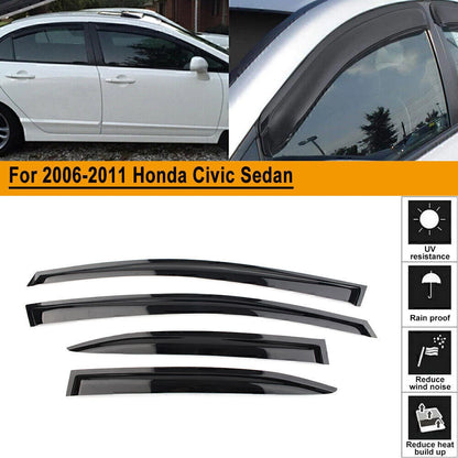 Sun Visor Window Rain Guards Vent Shade For 2006-11 Honda Civic Sedan Smoke US