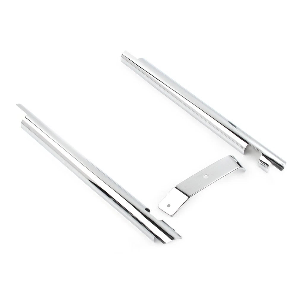 Pair Chrome Down Tube Frame Covers Accent Trim For Harley Softail Twin Cam 00-06