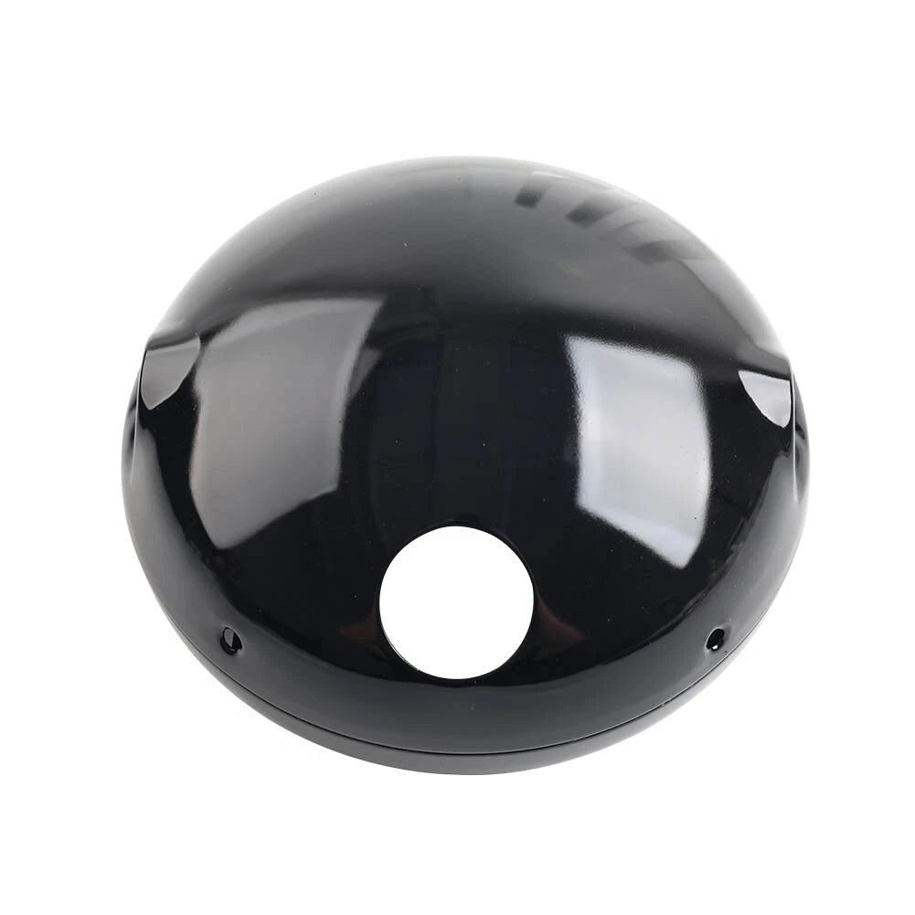 7" Motorcycle Round Headlight Headlamp Housing Cover Bucket Gloss Black Iron