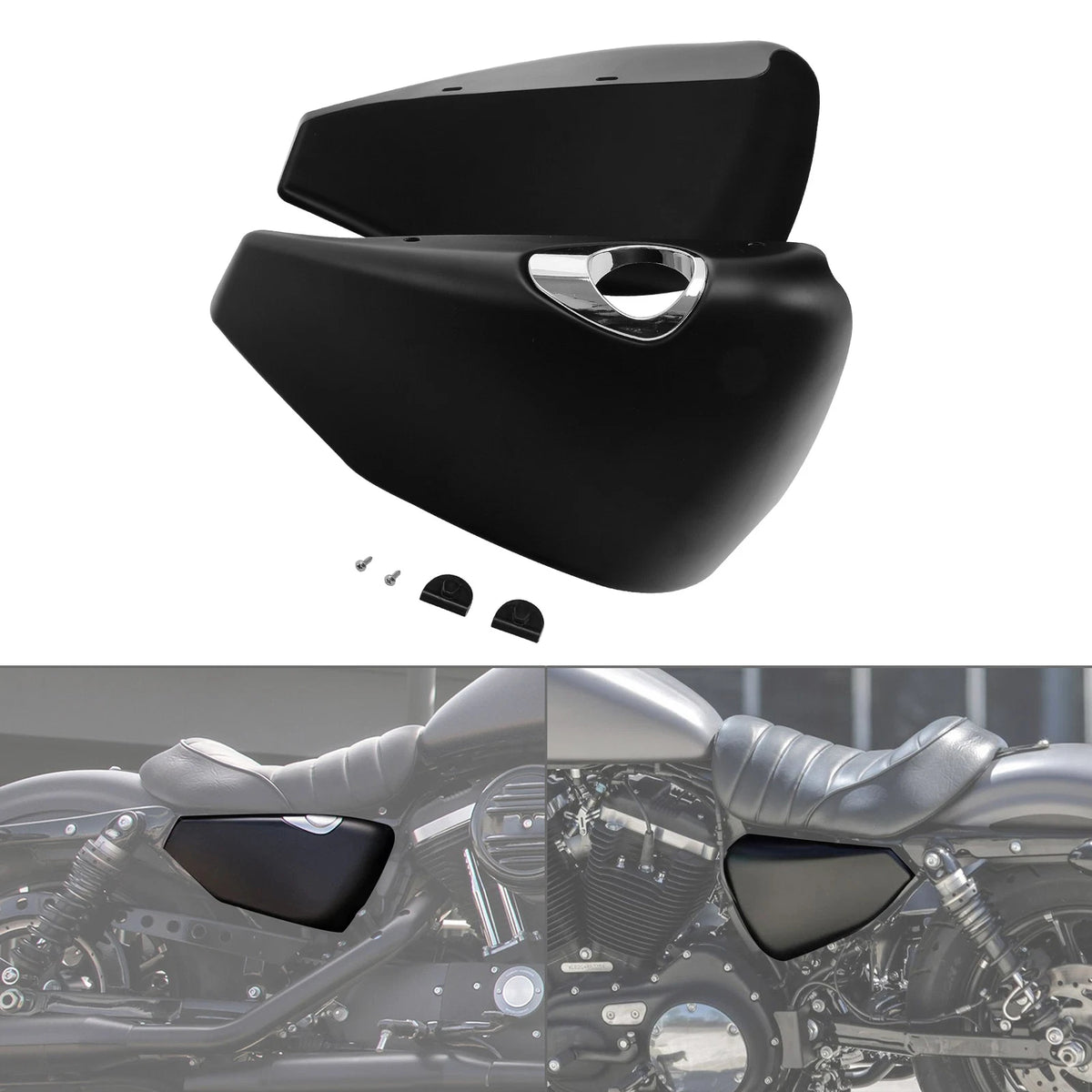 Left Right Battery Side Fairing Covers Fit For Harley Sportster XL883 1200 14-22