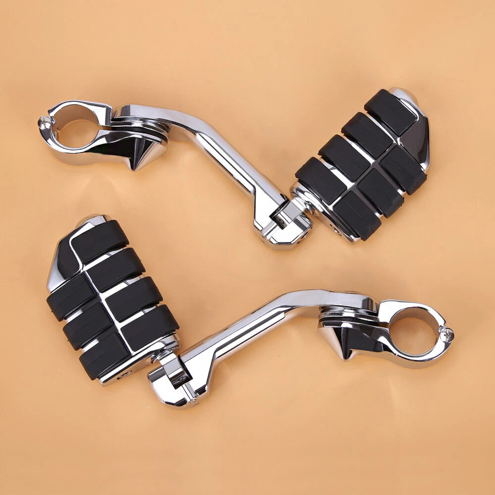 Chrome Long Highway Foot Pegs Crash Bar For Harley Cruiser Motorcycle 1-1/4"