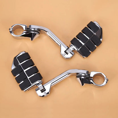 Chrome Long Highway Foot Pegs Crash Bar For Harley Cruiser Motorcycle 1-1/4"