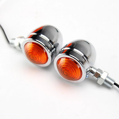 4PCS Vintage Motorcycle Tail Turn Signals Lights Amber Chrome Bullet For Harley