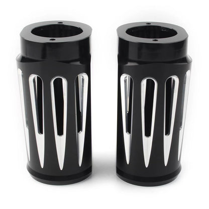 1 Pair Black Fork Boot Slider Cover Cow Bell For Harley Touring FL 1986-2013