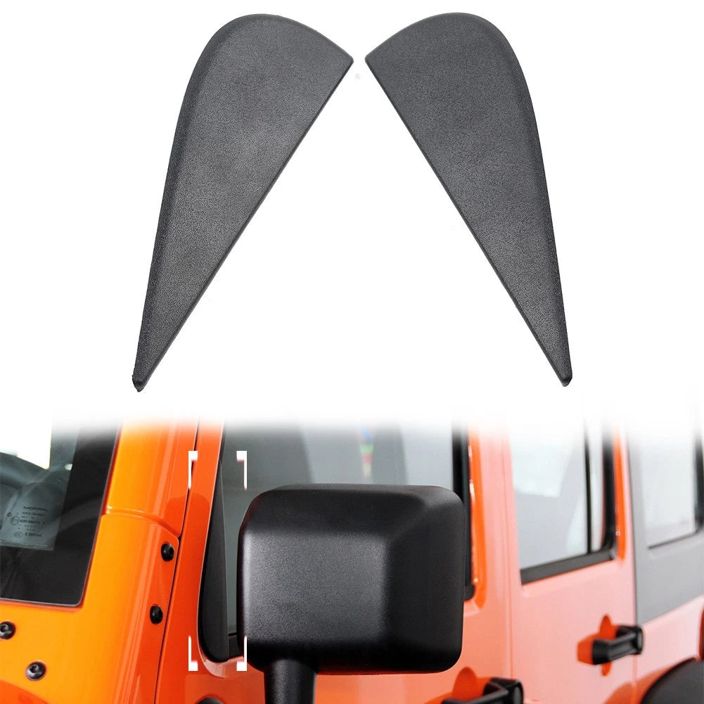 Door Side Mirror Triangle Flag Applique Black For Jeep Wrangler JK 2007-18 Pair