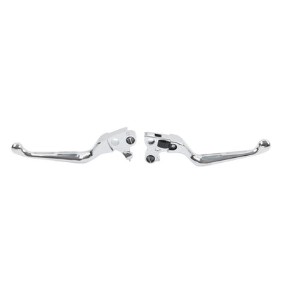 Brake Lever Set Slotted Clutch Levers Fit For Harley Davidson 1996-2017 Chrome