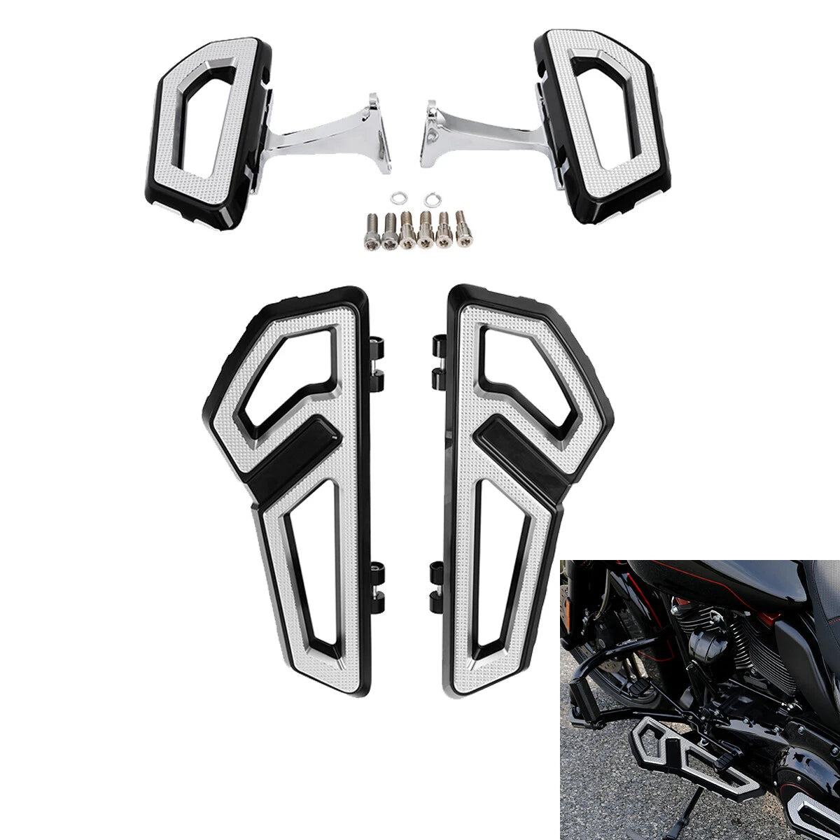 Front & Rear FloorBoard Footboards Fit For Harley Touring Models 1993-2024 TCMT