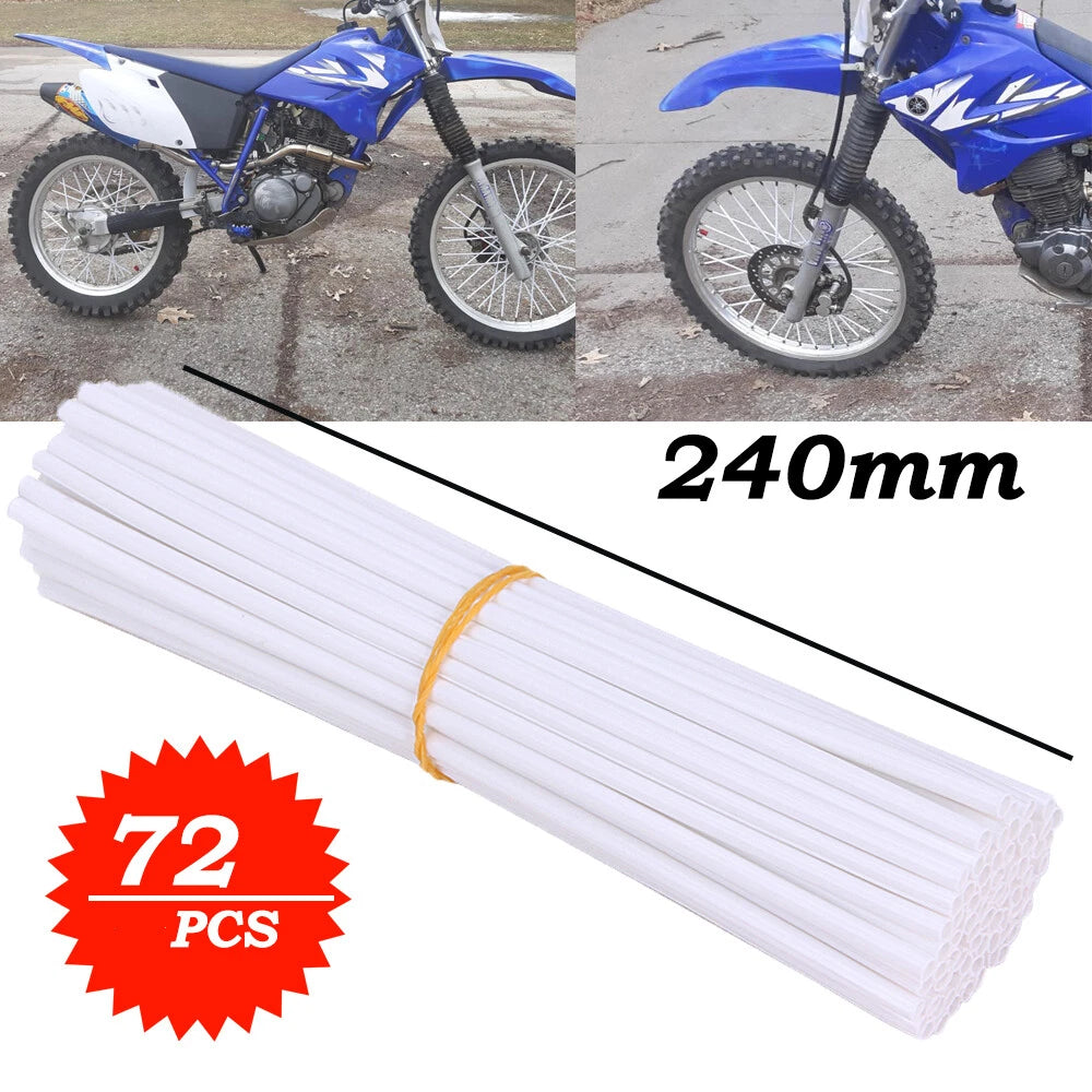 72pcs 240mm Spoke Skins Cover Motocross Dirt Bike Wheel Rim Guard Protector Wrap