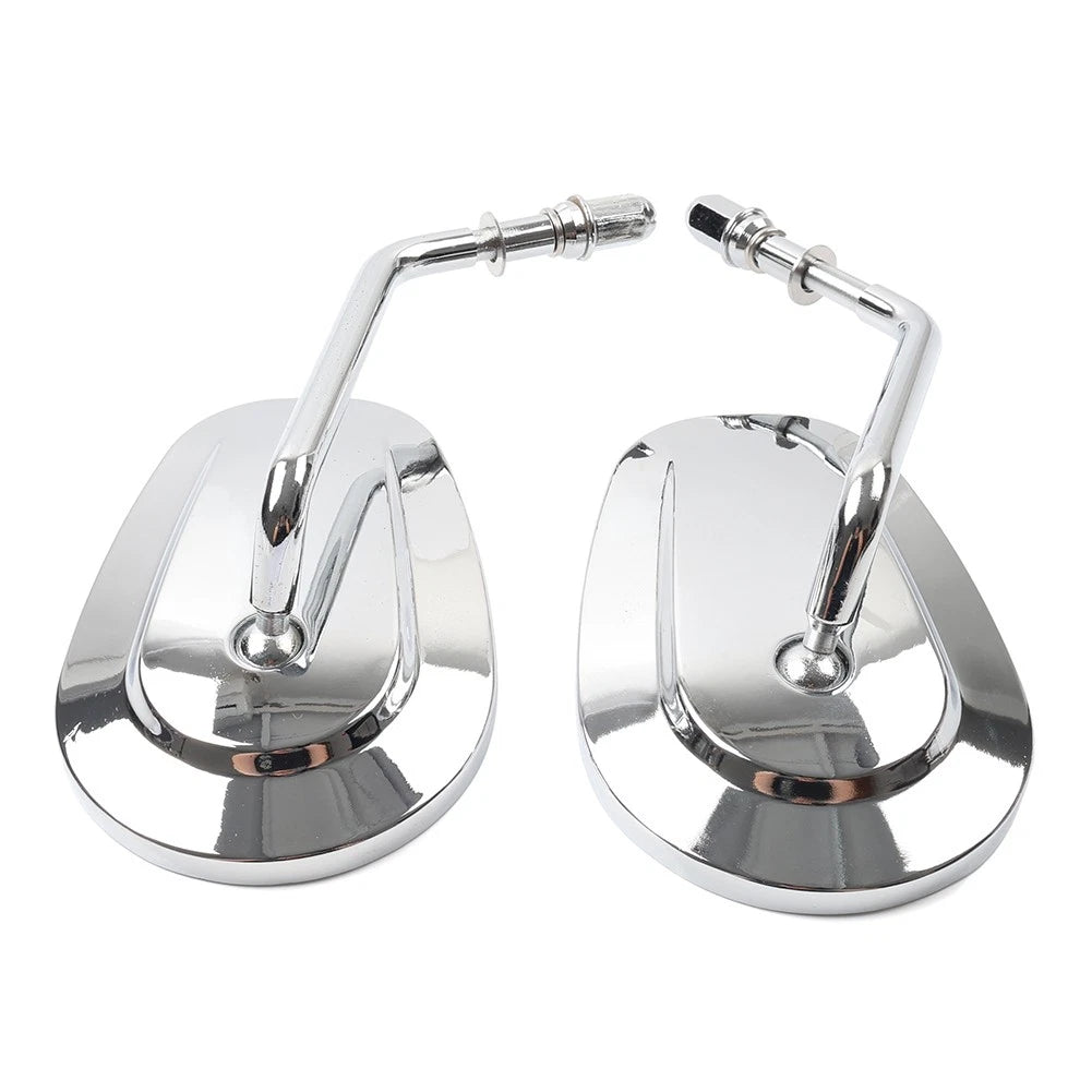 Chrome Motorcycle Short Stem Rearview Side Mirrors For Harley Electra Glide FLHT