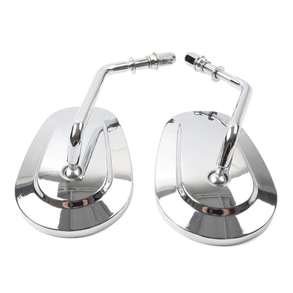 Chrome Motorcycle Short Stem Rearview Side Mirrors For Harley Electra Glide FLHT
