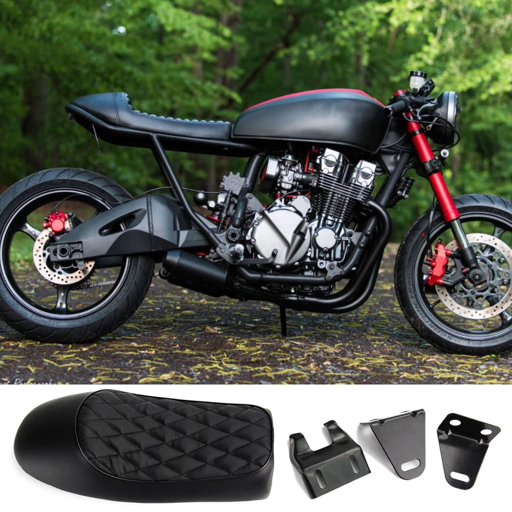 Universal Motorcycle Cafe Racer Seat Flat Brat Saddle For Honda Suzuki Yamaha
