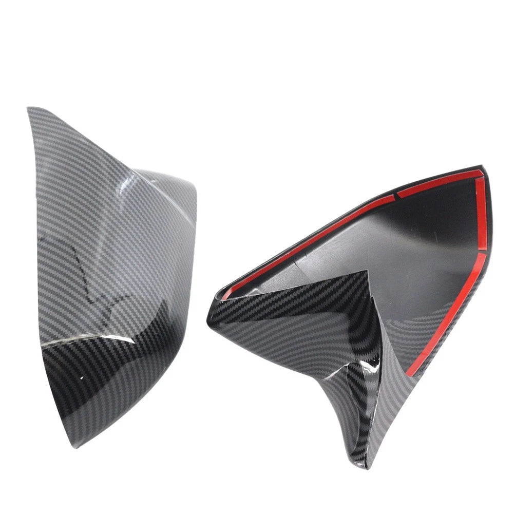 Rearview Side Mirror Cover Caps Carbon Fiber Pattern For Ford Mustang 2015-2023