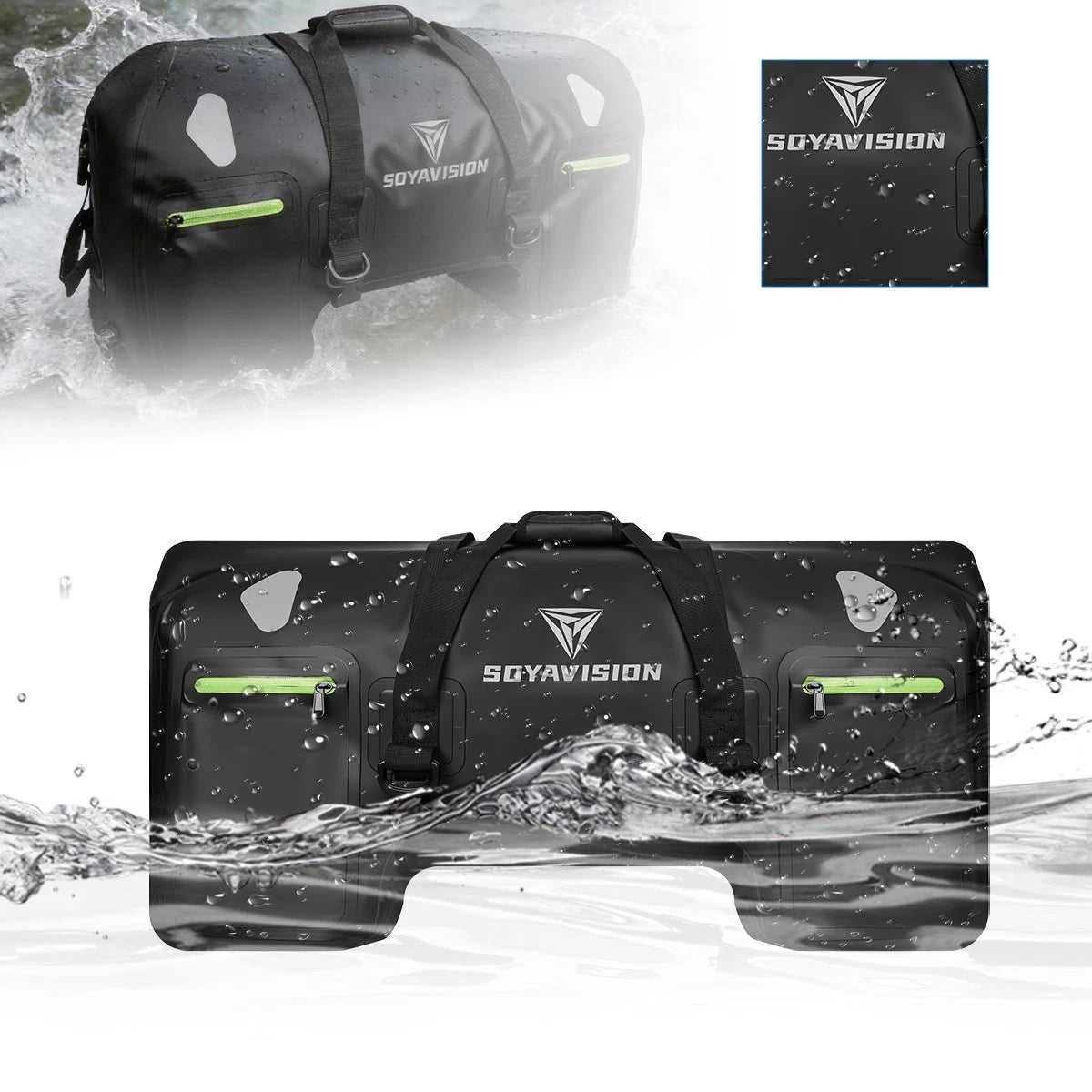 80L Black Motorcycle Tail Bag Waterproof PVC Duffle Bag Moto Offroad Luggage