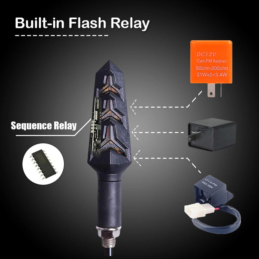 4PCS UNIVERSAL FLOWING MOTORCYCLE LED TURN SIGNAL INDICATOR BLINKER AMBER LIGHT