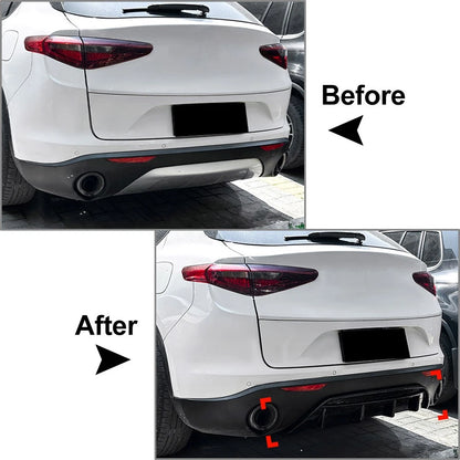 Rear Bumper Lip Diffuser Spoiler Splitter Cover For Alfa Romeo Stelvio 2017+ Blk