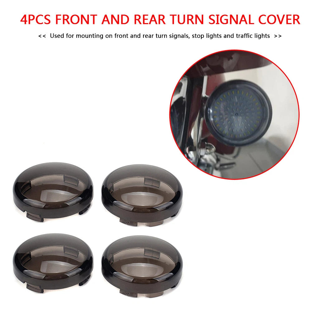 4pcs Smoked Turn Signal Lights Lens Covers For Harley Touring Electra Road Glide