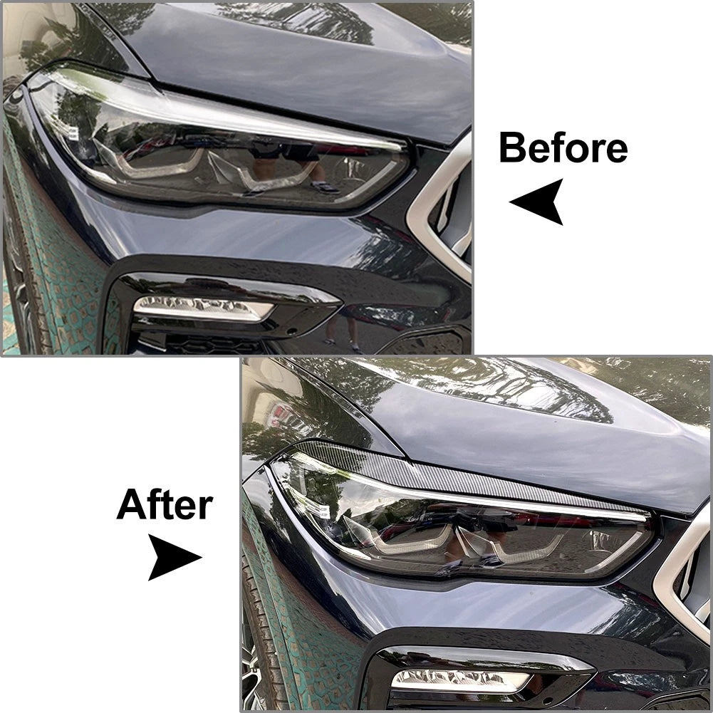 Glossy Black Front Fog Light Eyebrow Cover For BMW X5 2018-22 For BMW X6 2019-22