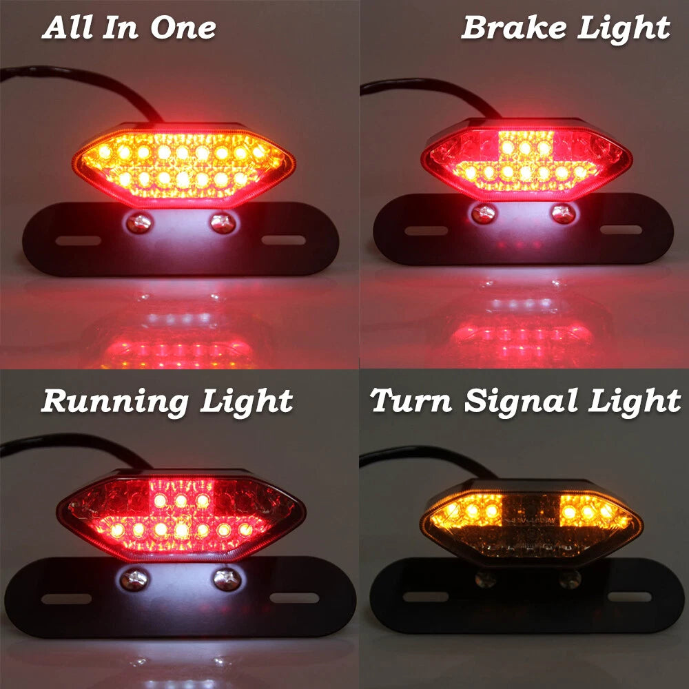 12V Smoke 20LED Motorcycle Brake Tail Turn Signal License Plate Integrated Light
