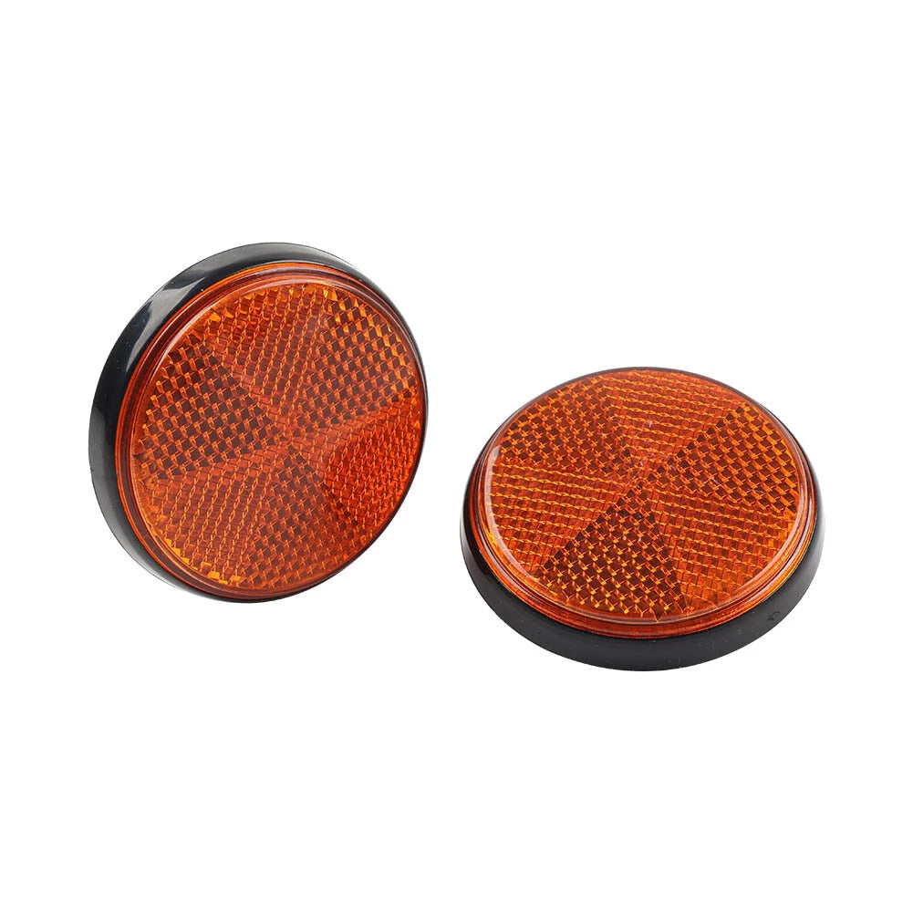 M5 2PCS Round Warning Reflector Side Marker Universal For Motorcycle ATV Yellow