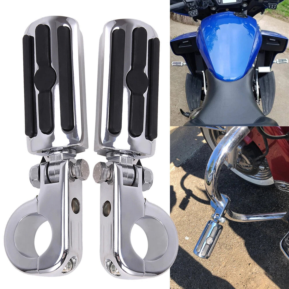 Chrome Highway Foot Pegs For Harley Road King Electra Street Glide 1-1/4" Bar US