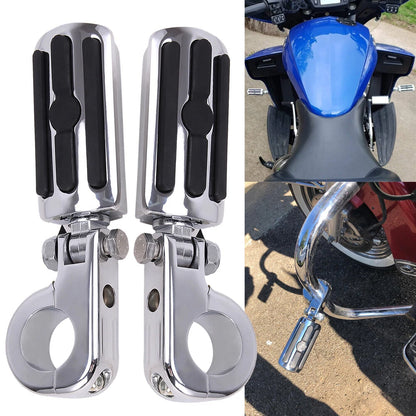 Chrome Highway Foot Pegs For Harley Road King Electra Street Glide 1-1/4" Bar US