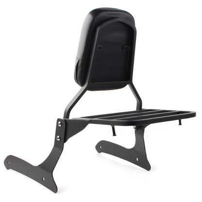Black Backrest Sissy Pad & Luggage Rack For Yamaha XVS1300A V Star 1300 2007-15